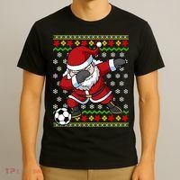 Santa Claus Soccer Dabbing Ugly Christmas Boy Teen T-Shirt thumb 3