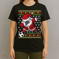Santa Claus Soccer Dabbing Ugly Christmas Boy Teen T-Shirt thumb 4