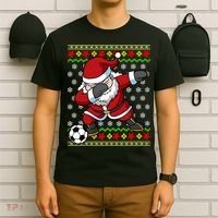 Santa Claus Soccer Dabbing Ugly Christmas Boy Teen T-Shirt thumb 6