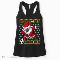 Santa Claus Soccer Dabbing Ugly Christmas Boy Teen Women's Tank Top thumb 0