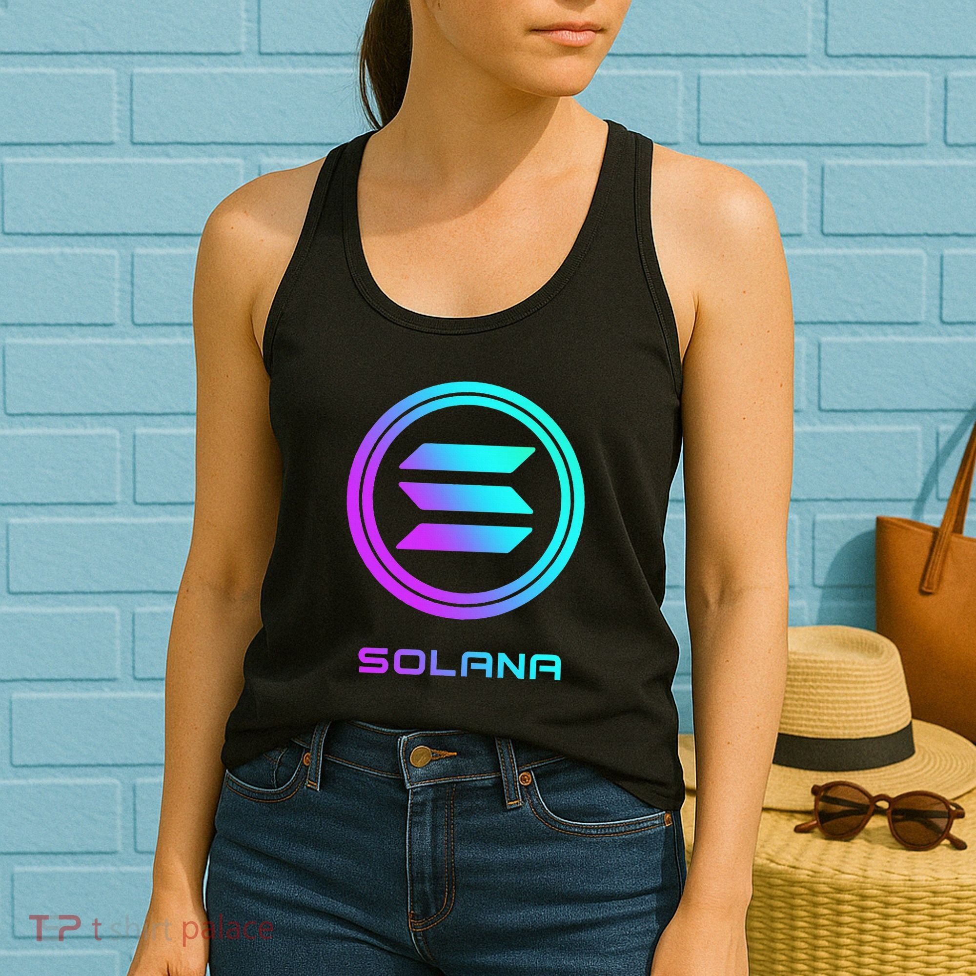 Solana Crypto Sol Coin Blockchain Decentralized Application Women's Tank Top