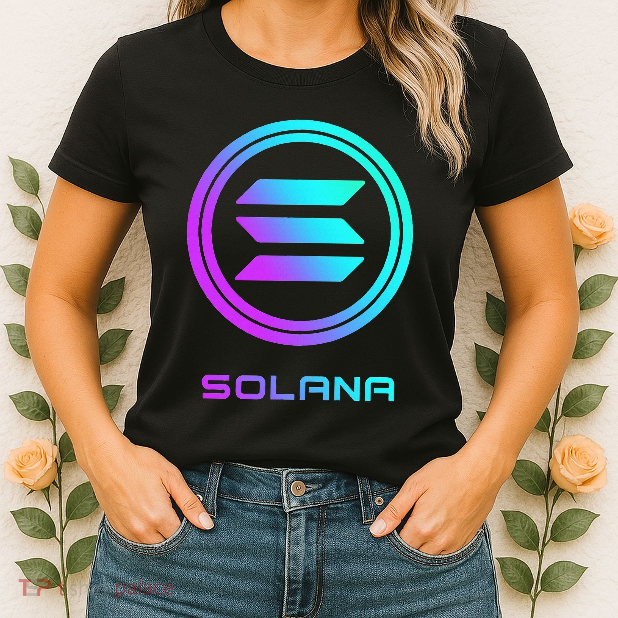 Solana Crypto Sol Coin Blockchain Decentralized Application Women's T-Shirt