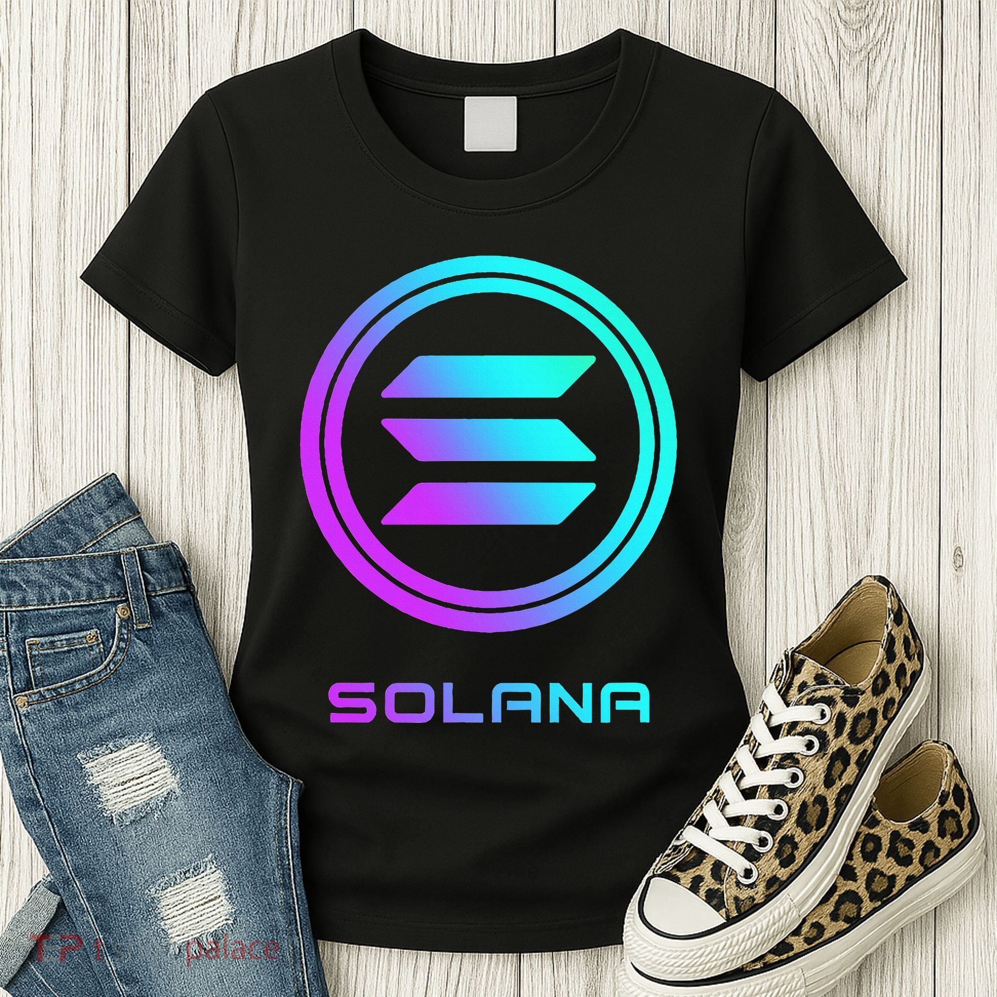 Solana Crypto Sol Coin Blockchain Decentralized Application Women's T-Shirt