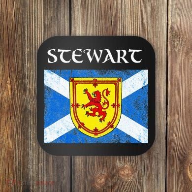 Stewart Clan Scottish Name Scotland Flag Coaster