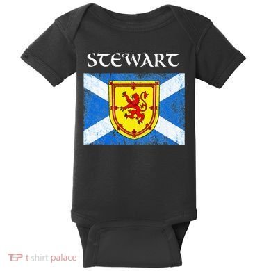 Stewart Clan Scottish Name Scotland Flag Baby Bodysuit