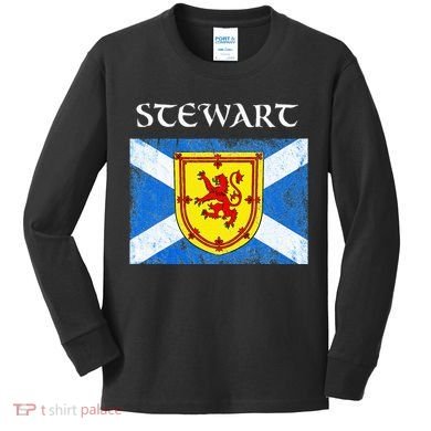 Stewart Clan Scottish Name Scotland Flag Kids Long Sleeve Shirt