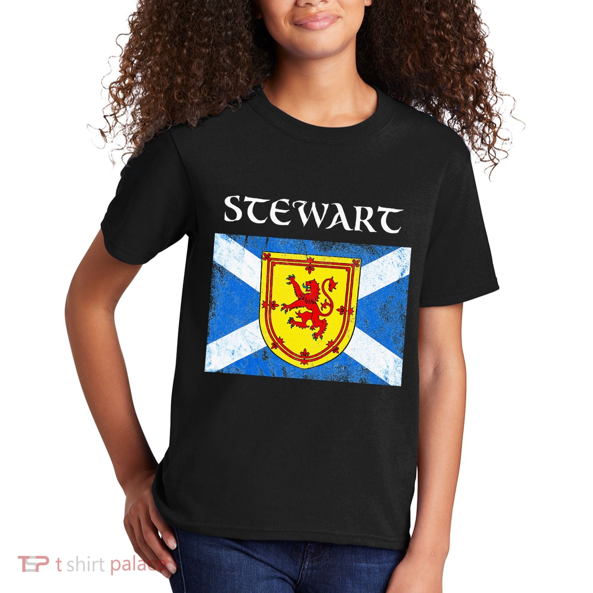Stewart Clan Scottish Name Scotland Flag Kids T-Shirt
