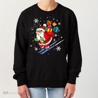 Santa Claus Skiing Christmas Merry Xmas Ski Sport Lovers Women's Sweatshirt thumb 0