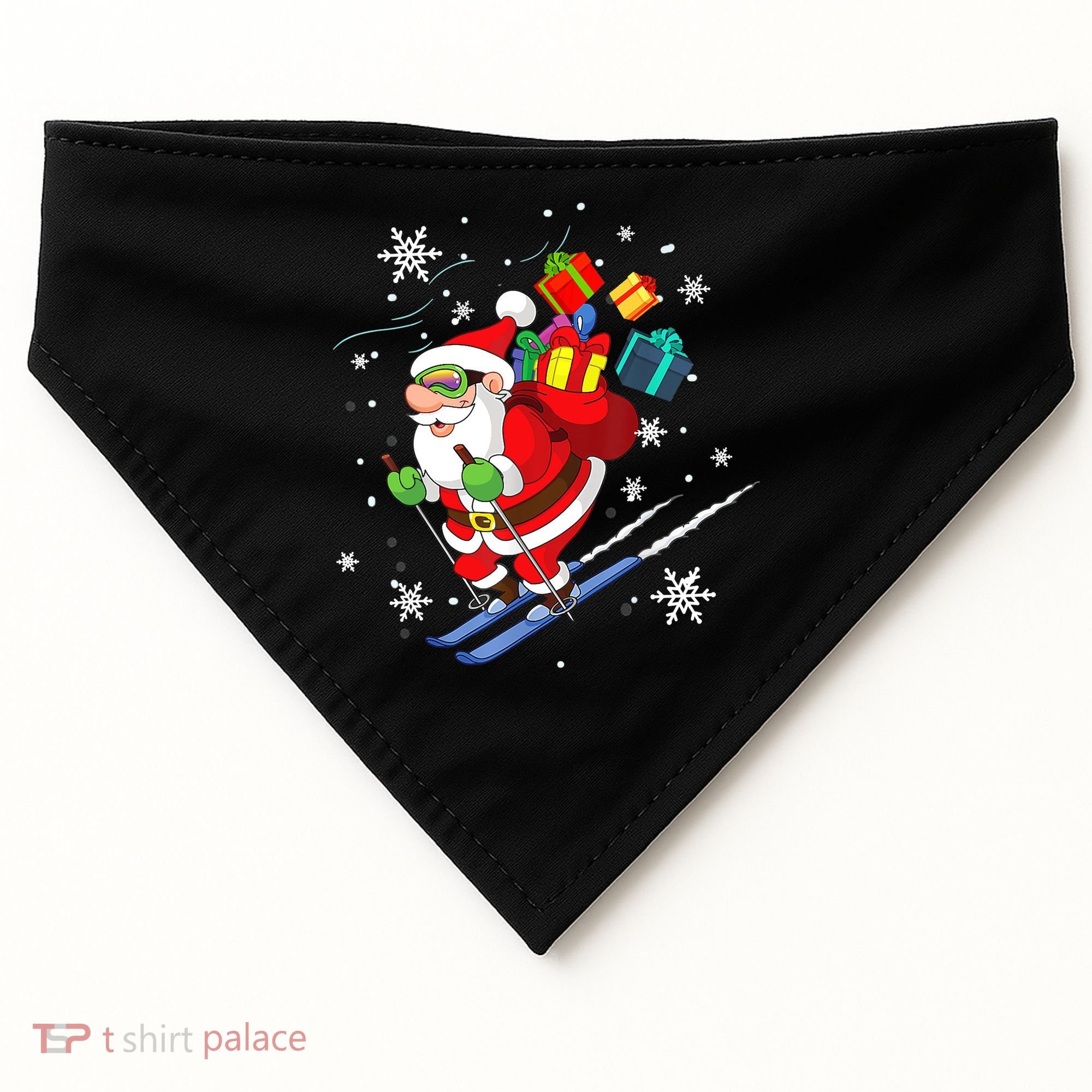 Santa Claus Skiing Christmas Merry Xmas Ski Sport Lovers USA-Made Doggie Bandana