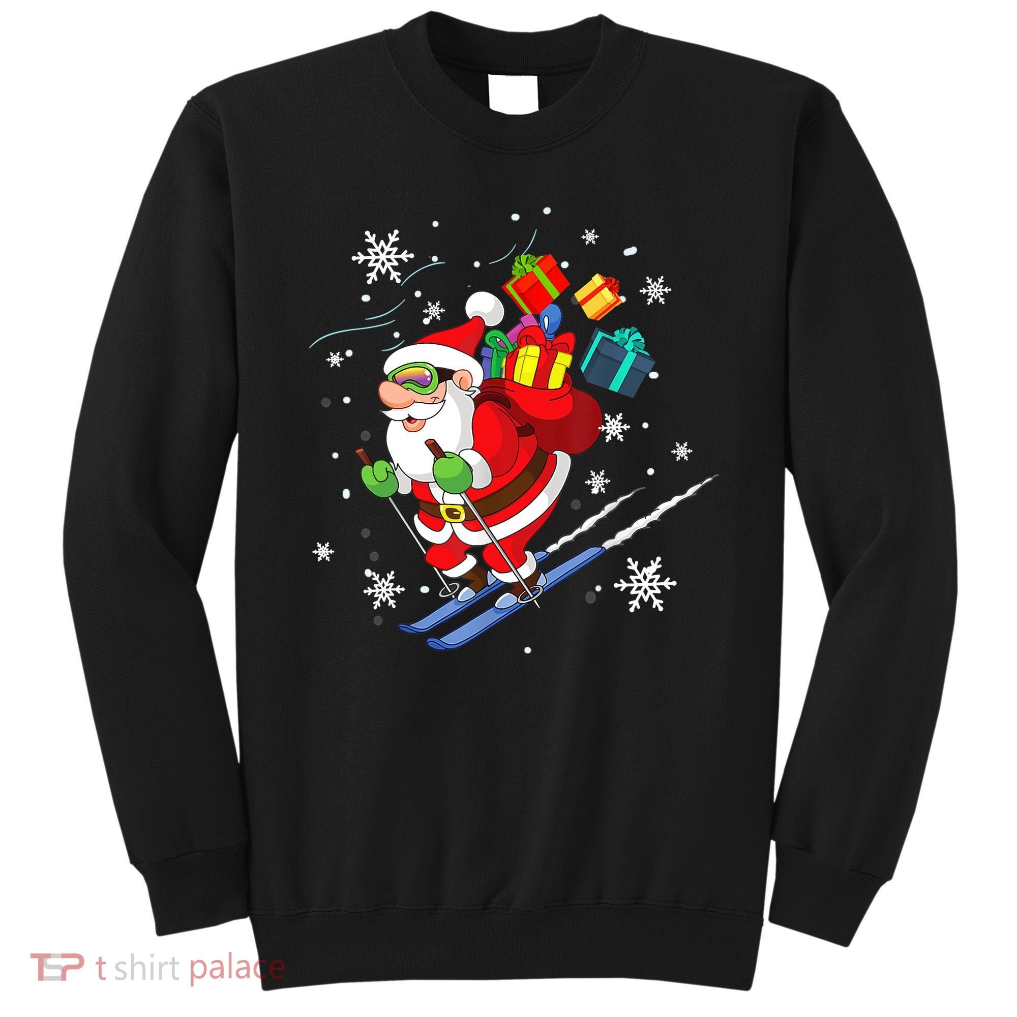 Santa Claus Skiing Christmas Merry Xmas Ski Sport Lovers Sweatshirt