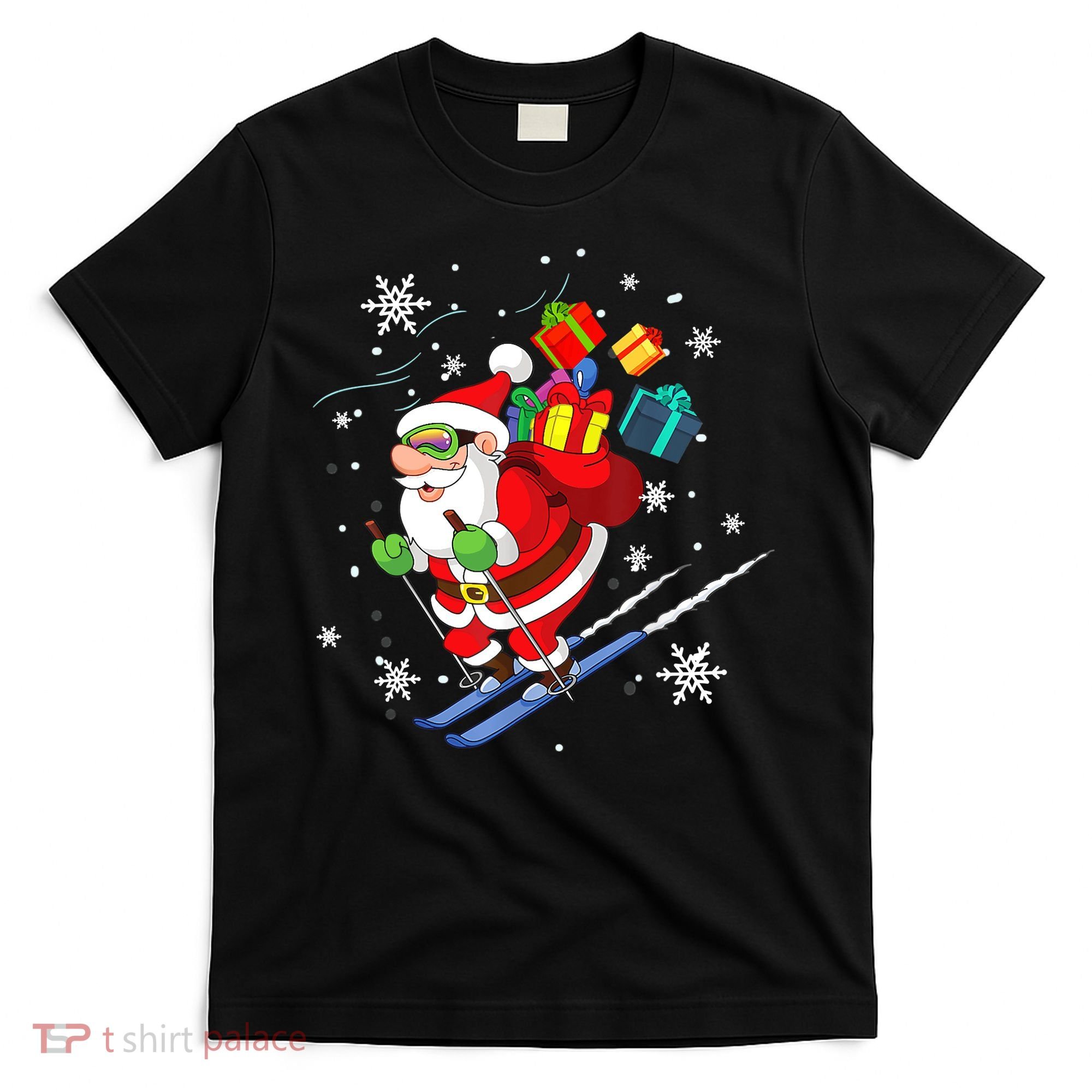 Santa Claus Skiing Christmas Merry Xmas Ski Sport Lovers T-Shirt