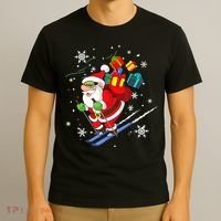 Santa Claus Skiing Christmas Merry Xmas Ski Sport Lovers T-Shirt thumb 3