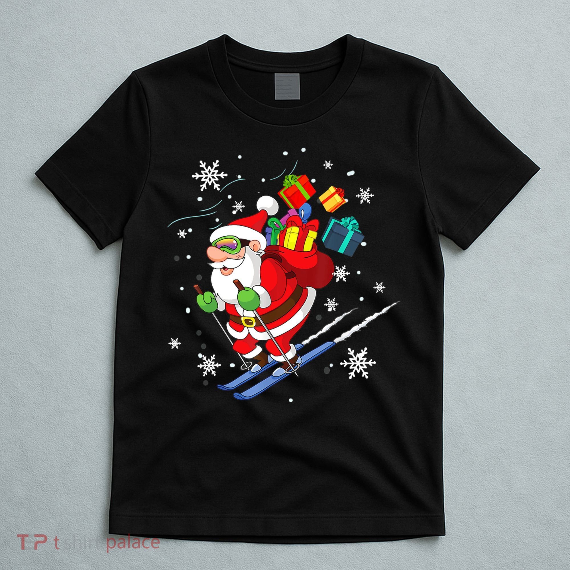 Santa Claus Skiing Christmas Merry Xmas Ski Sport Lovers T-Shirt
