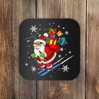 Santa Claus Skiing Christmas Merry Xmas Ski Sport Lovers Coaster thumb 0