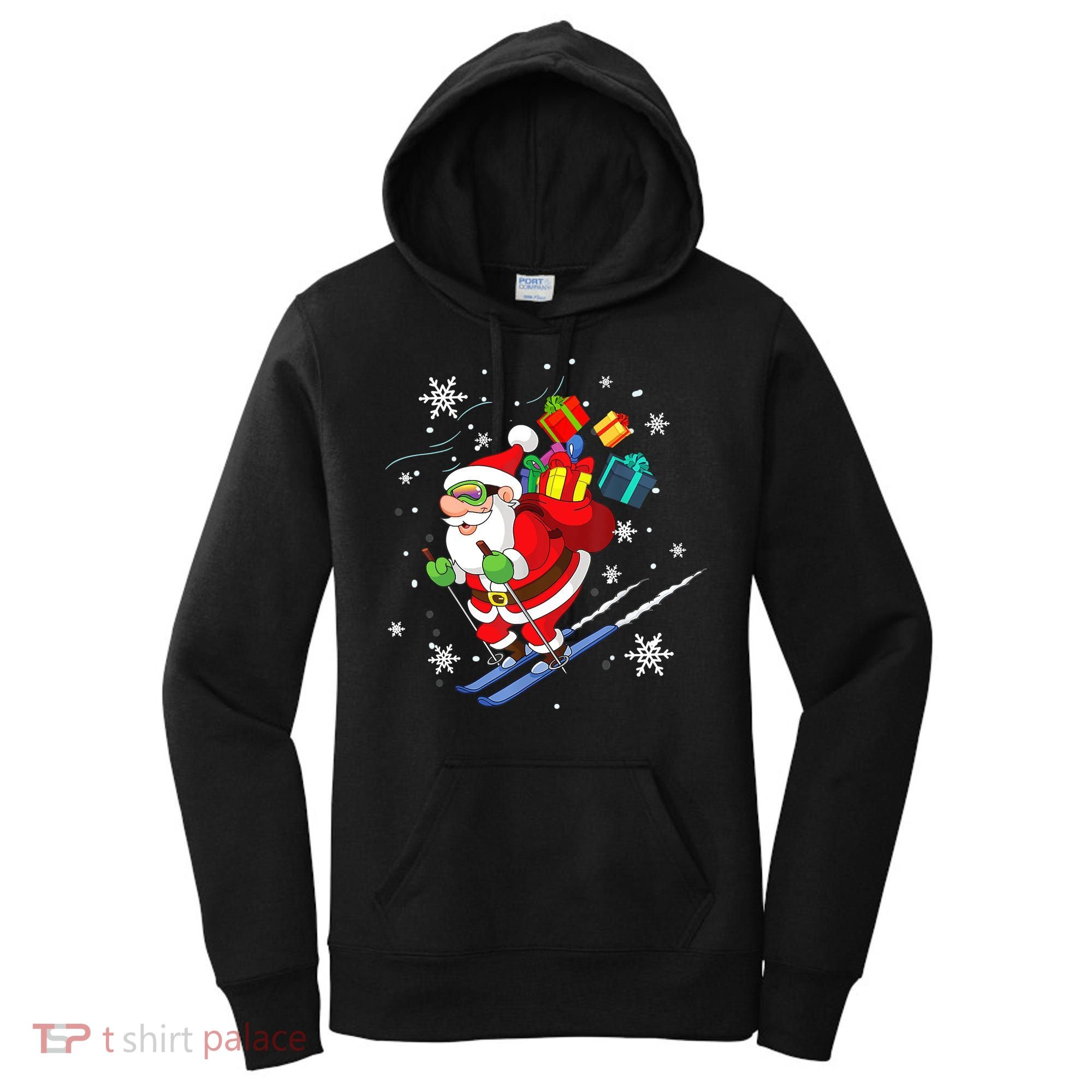 Santa Claus Skiing Christmas Merry Xmas Ski Sport Lovers Women's Hoodie