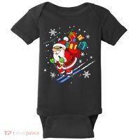 Santa Claus Skiing Christmas Merry Xmas Ski Sport Lovers Baby Bodysuit thumb 0