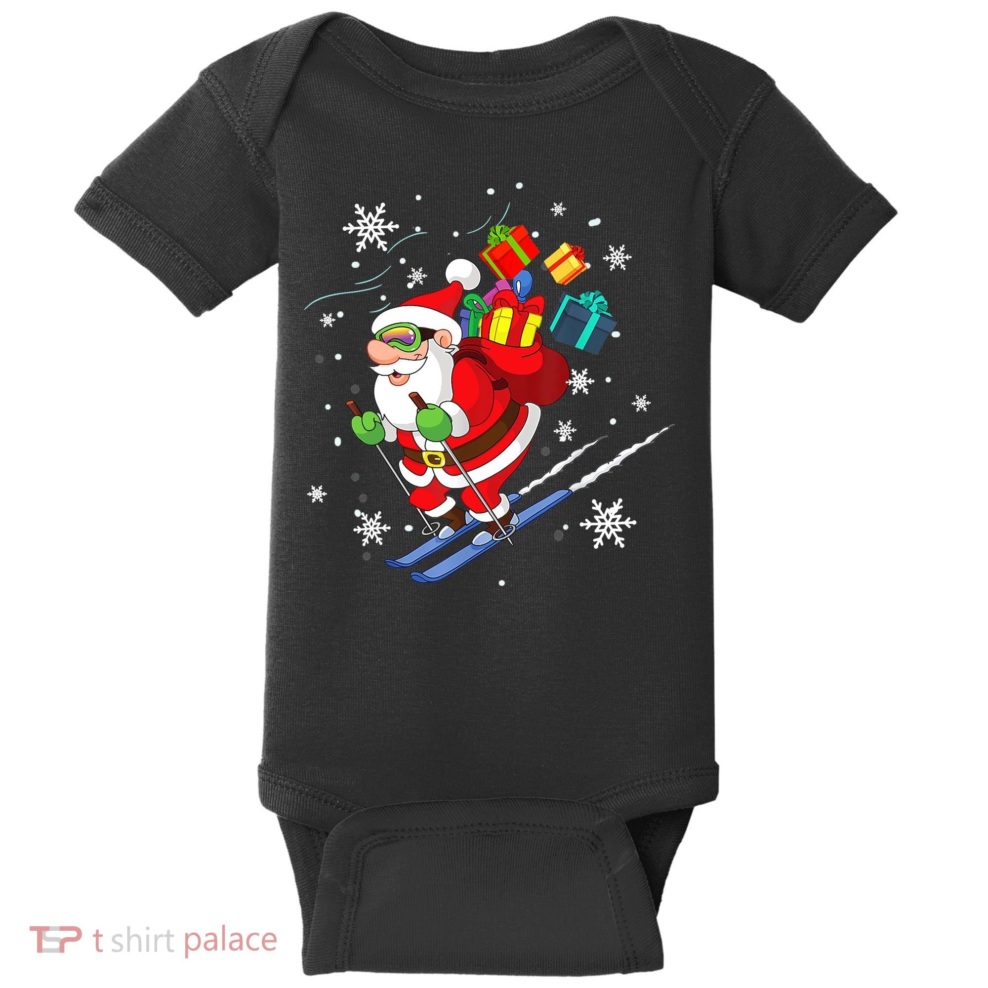 Santa Claus Skiing Christmas Merry Xmas Ski Sport Lovers Baby Bodysuit