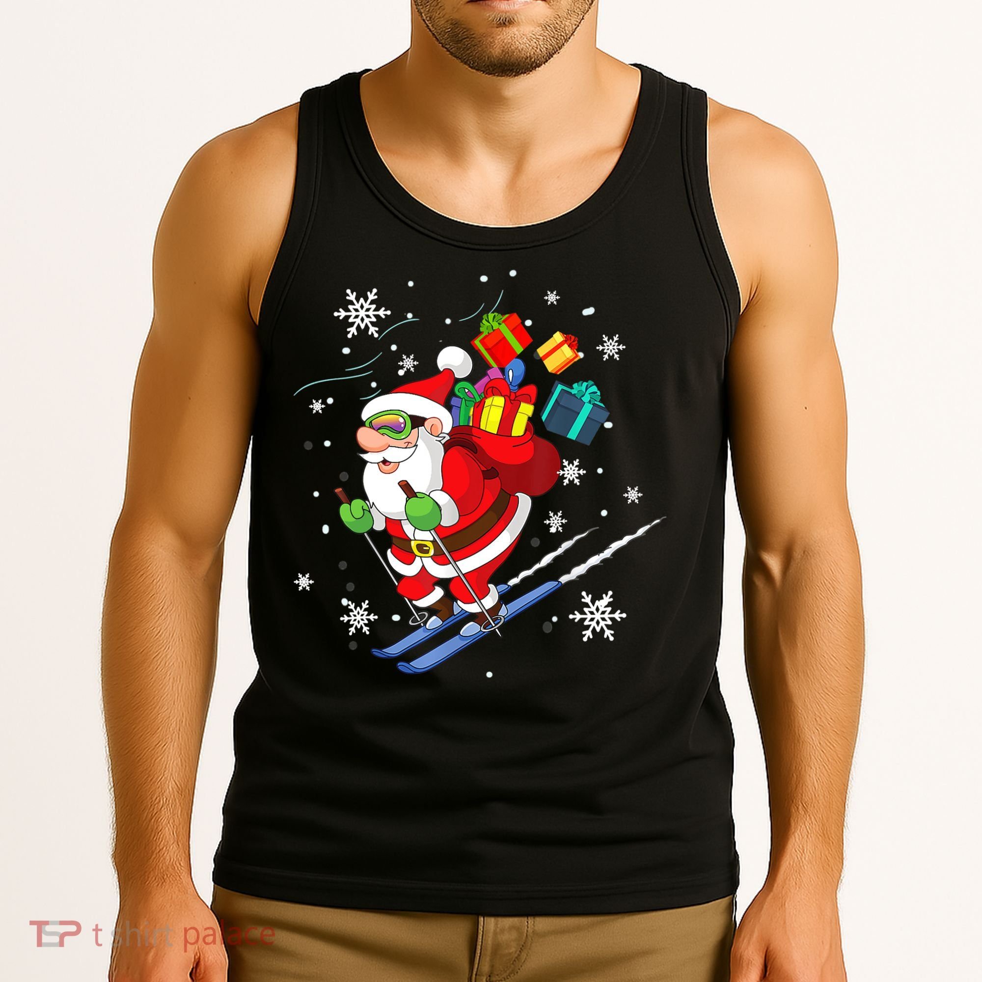 Santa Claus Skiing Christmas Merry Xmas Ski Sport Lovers Tank Top