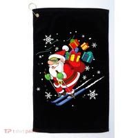 Santa Claus Skiing Christmas Merry Xmas Ski Sport Lovers Golf Towel thumb 0