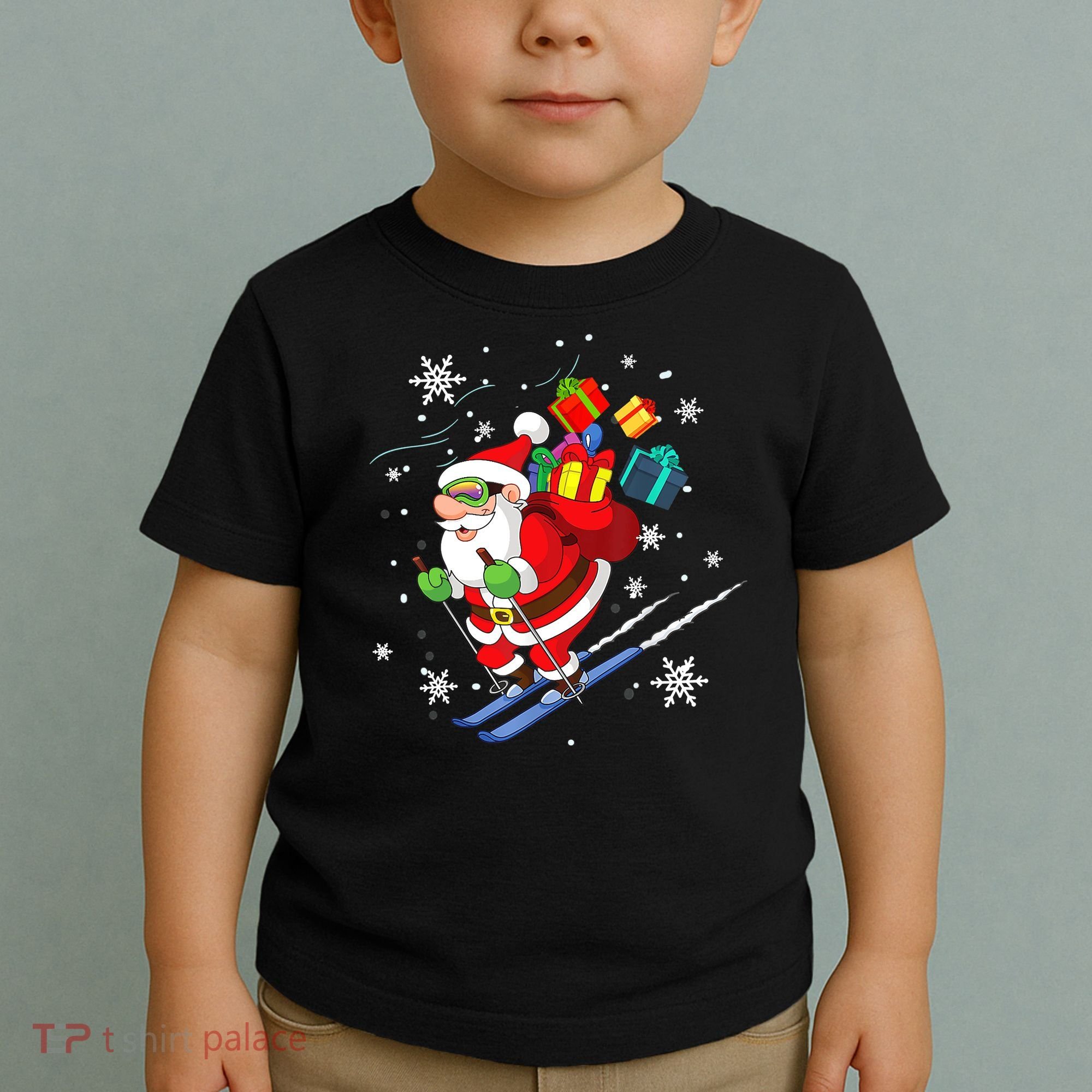 Santa Claus Skiing Christmas Merry Xmas Ski Sport Lovers Toddler T-Shirt