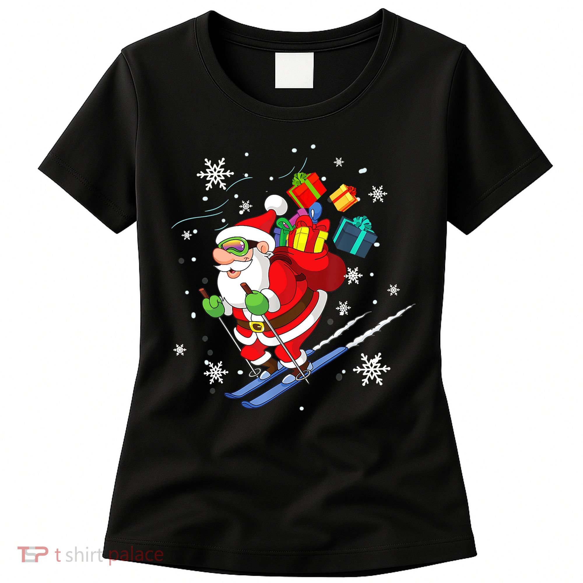 Santa Claus Skiing Christmas Merry Xmas Ski Sport Lovers Women's T-Shirt