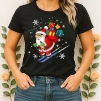 Santa Claus Skiing Christmas Merry Xmas Ski Sport Lovers Women's T-Shirt thumb 2
