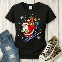 Santa Claus Skiing Christmas Merry Xmas Ski Sport Lovers Women's T-Shirt thumb 3