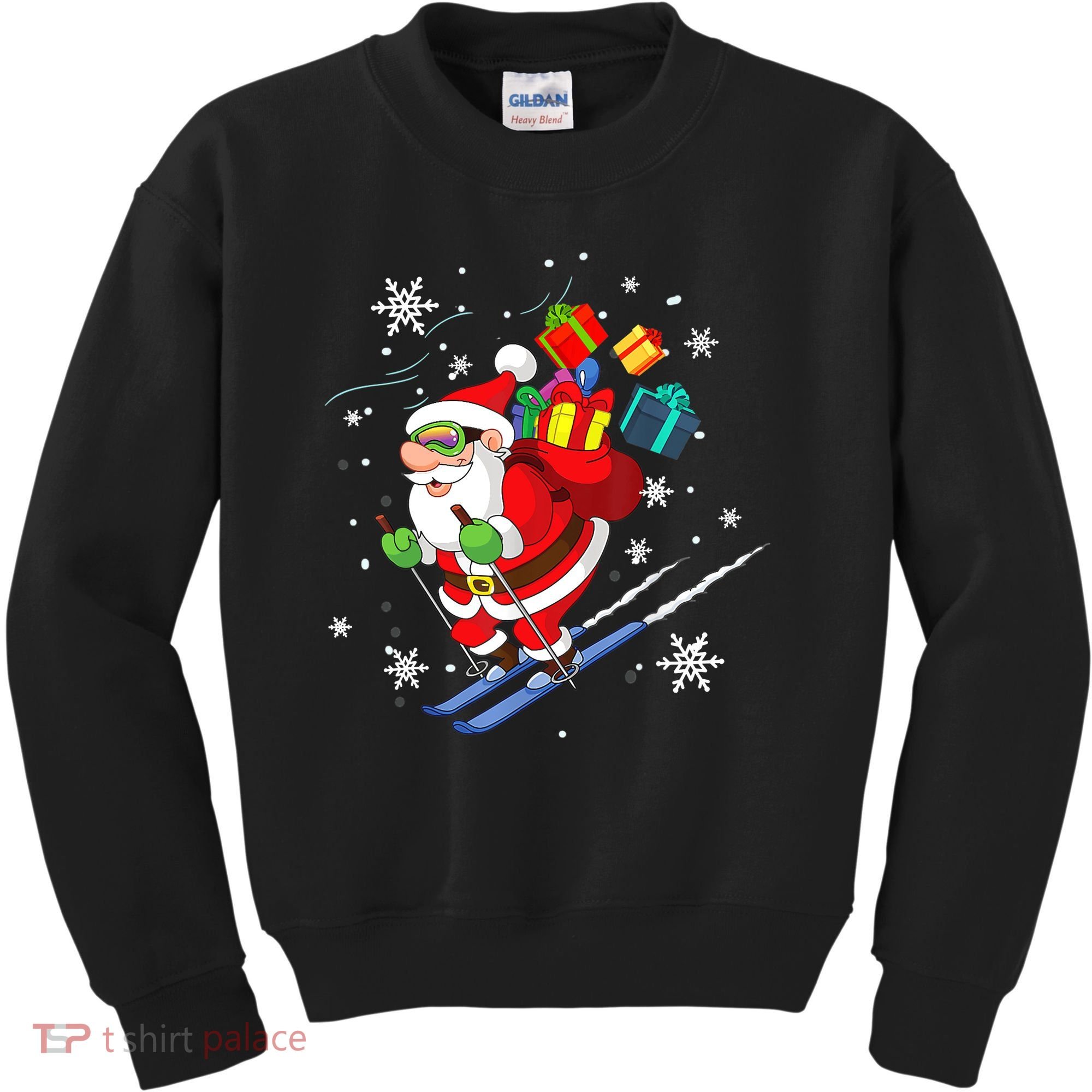 Santa Claus Skiing Christmas Merry Xmas Ski Sport Lovers Kids Sweatshirt