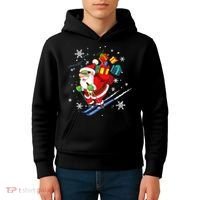 Santa Claus Skiing Christmas Merry Xmas Ski Sport Lovers Kids Hoodie thumb 4