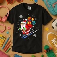 Santa Claus Skiing Christmas Merry Xmas Ski Sport Lovers Kids T-Shirt thumb 3
