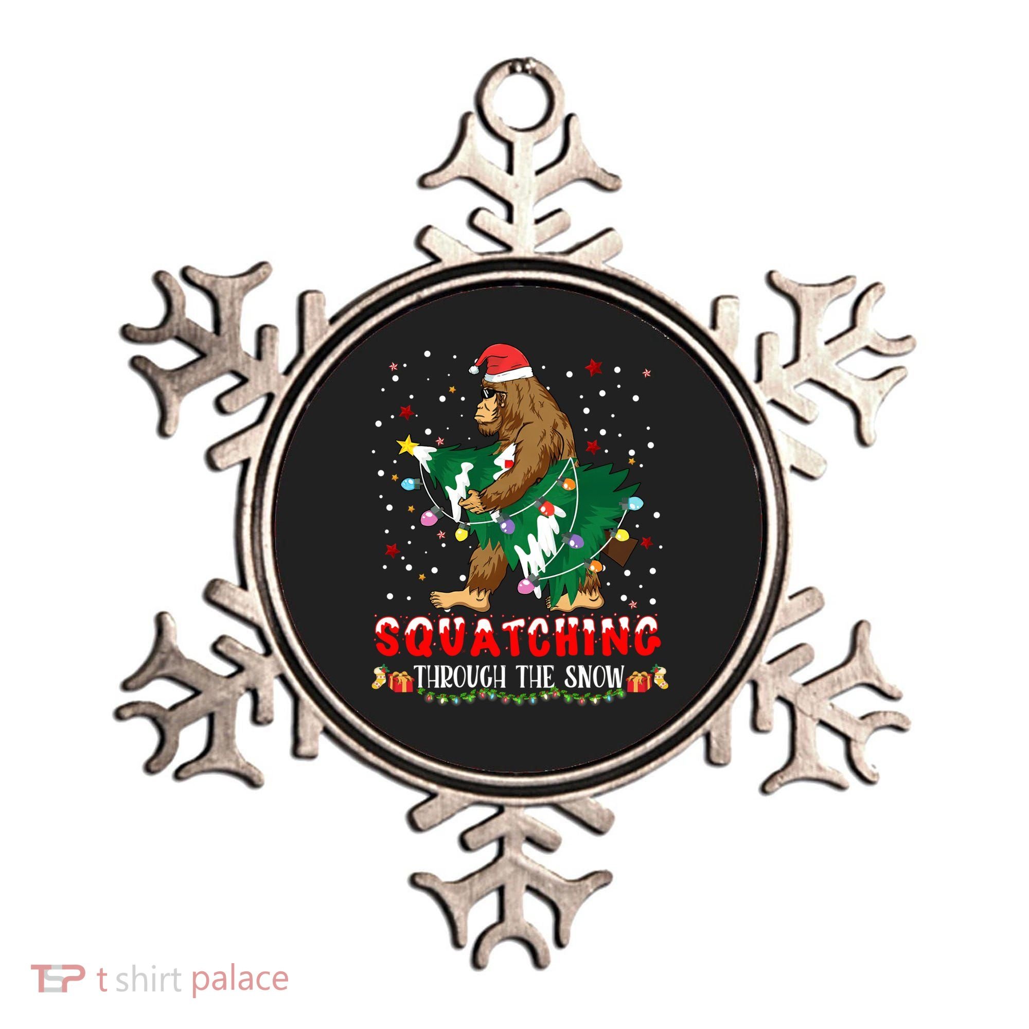 Sasquatch Christmas Squatching Bigfoot Santa Xmas Tree Light Ornament
