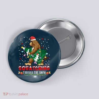 Sasquatch Christmas Squatching Bigfoot Santa Xmas Tree Light Button