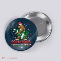 Sasquatch Christmas Squatching Bigfoot Santa Xmas Tree Light Button thumb 0