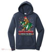 Sasquatch Christmas Squatching Bigfoot Santa Xmas Tree Light Women's Hoodie thumb 0
