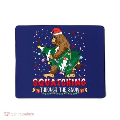 Sasquatch Christmas Squatching Bigfoot Santa Xmas Tree Light Mousepad
