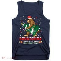 Sasquatch Christmas Squatching Bigfoot Santa Xmas Tree Light Tank Top thumb 0
