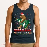 Sasquatch Christmas Squatching Bigfoot Santa Xmas Tree Light Tank Top thumb 3