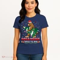 Sasquatch Christmas Squatching Bigfoot Santa Xmas Tree Light Women's T-Shirt thumb 4