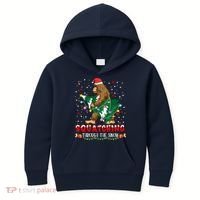 Sasquatch Christmas Squatching Bigfoot Santa Xmas Tree Light Kids Hoodie thumb 0