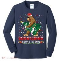 Sasquatch Christmas Squatching Bigfoot Santa Xmas Tree Light Kids Long Sleeve Shirt thumb 0