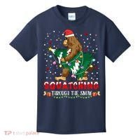Sasquatch Christmas Squatching Bigfoot Santa Xmas Tree Light Kids T-Shirt thumb 0