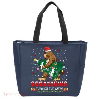 Sasquatch Christmas Squatching Bigfoot Santa Xmas Tree Light Tote Bag