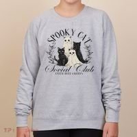 Spooky Cat Social Club Ghost Cat Halloween Gothic Black Cat Women's Sweatshirt thumb 0