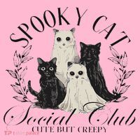 Spooky Cat Social Club Ghost Cat Halloween Gothic Black Cat Coaster thumb 2