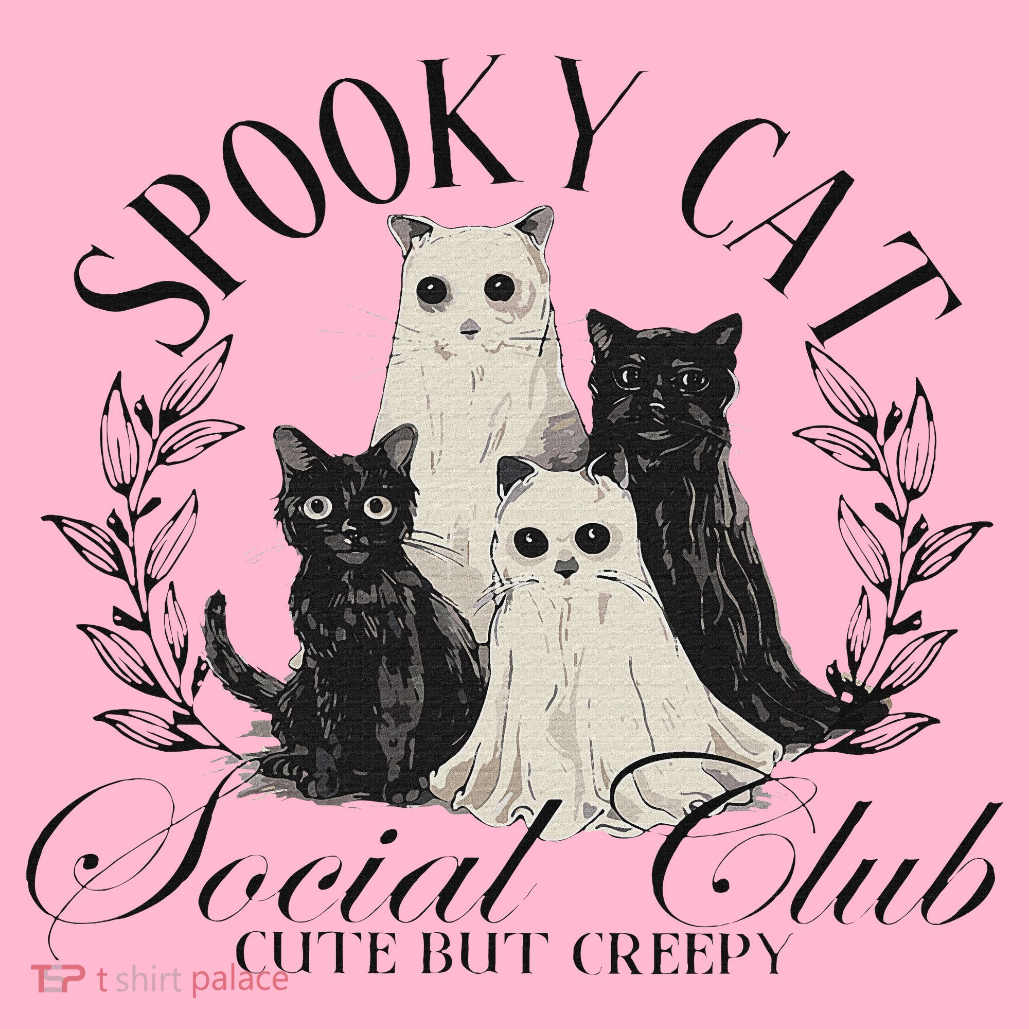 Spooky Cat Social Club Ghost Cat Halloween Gothic Black Cat Coaster