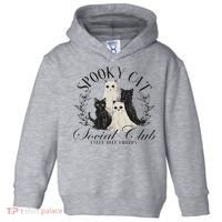 Spooky Cat Social Club Ghost Cat Halloween Gothic Black Cat Toddler Hoodie thumb 0