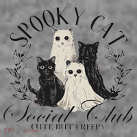 Spooky Cat Social Club Ghost Cat Halloween Gothic Black Cat Toddler Hoodie thumb 2