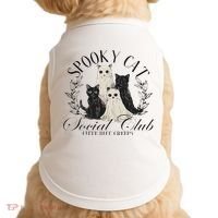 Spooky Cat Social Club Ghost Cat Halloween Gothic Black Cat Doggie Tank thumb 0