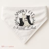 Spooky Cat Social Club Ghost Cat Halloween Gothic Black Cat USA-Made Doggie Bandana thumb 0