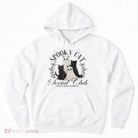 Spooky Cat Social Club Ghost Cat Halloween Gothic Black Cat Hoodie thumb 0